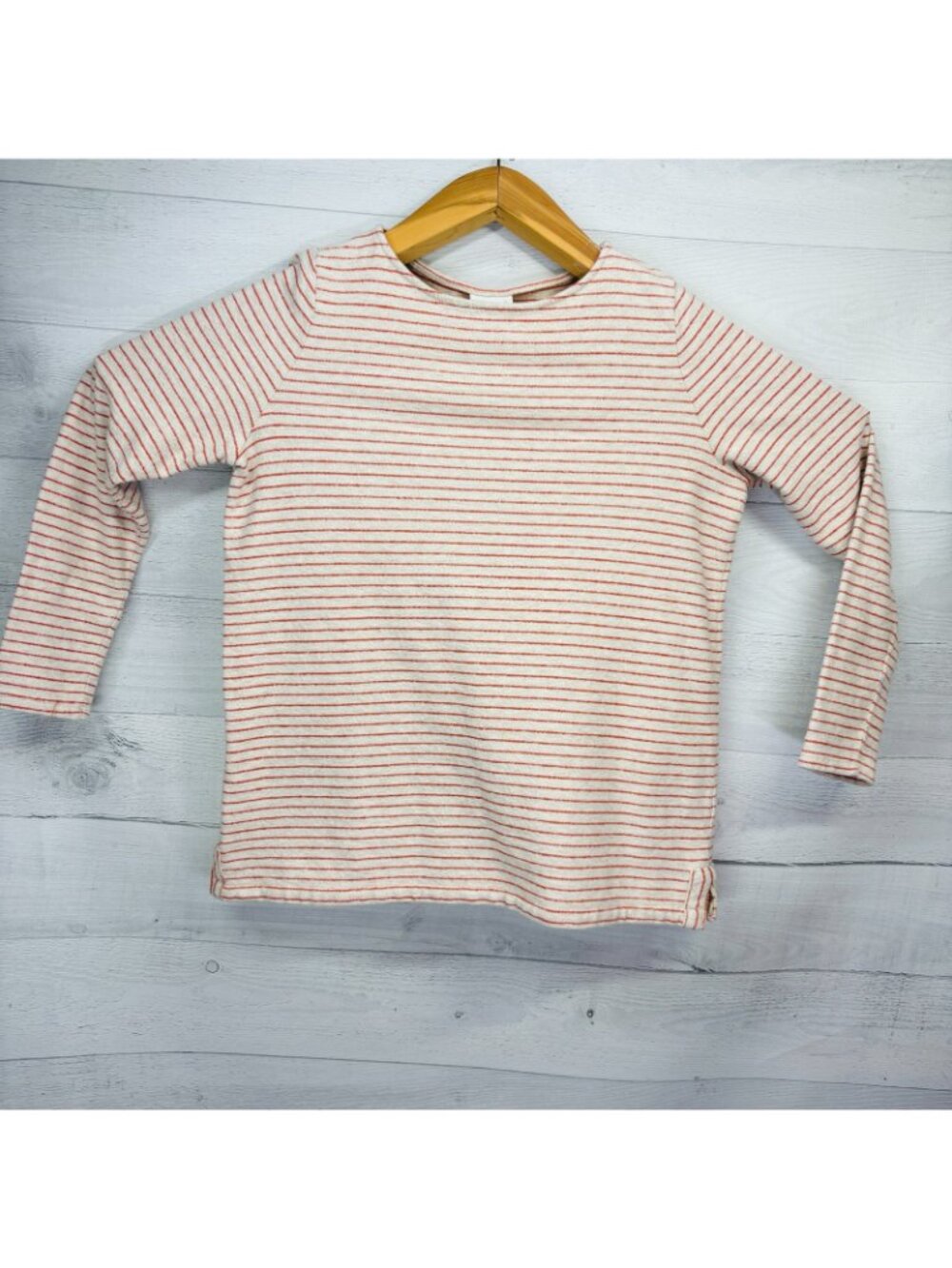 J. Jill French Terry Stripe Pullover Top Oatmeal Ginger 100% Cotton Size L - Picture 2 of 15